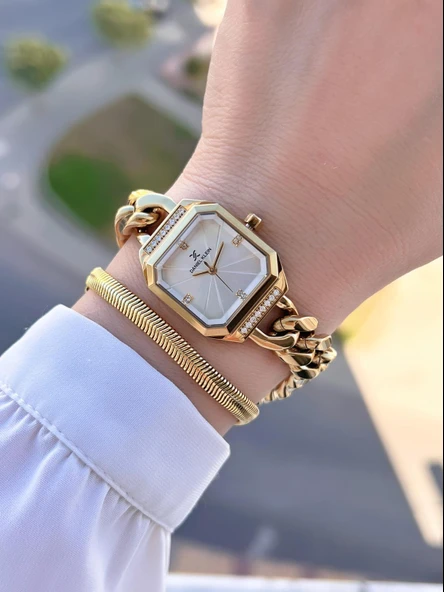 Daniel Klein Spor Zincir Kordon Köşeli Seri 2 Yıl Garantili Kadın Kol Saati+Bileklik 10836.2 - Resim 2