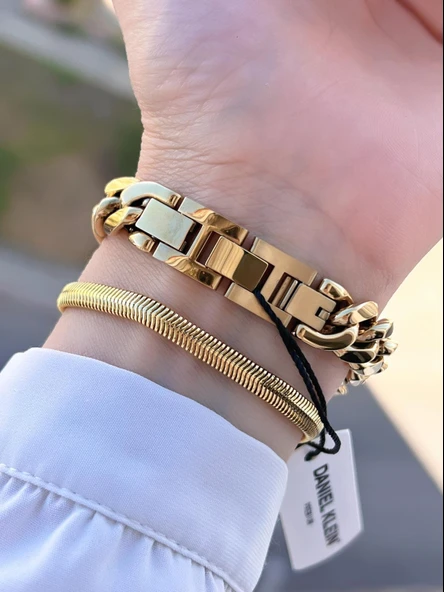 Daniel Klein Spor Zincir Kordon Köşeli Seri 2 Yıl Garantili Kadın Kol Saati+Bileklik 10836.2 - Resim 4