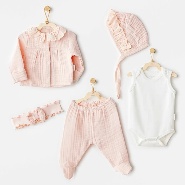 Andywawa Ac25840 Natural Gift Müslin 5'li Hastane Çıkışı Salmon