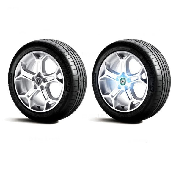 MERCEDES IŞIKLI JANT GÖBEĞİ SETİ (SİYAH) 75mm - 4