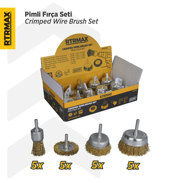 RH24112 Pimli Fırça Seti 20 Parça (Çanak Fırça: 50mm ve 75mm/Daire Fırça: 50mm/Kalem Fırça: 25mm) ürün görseli