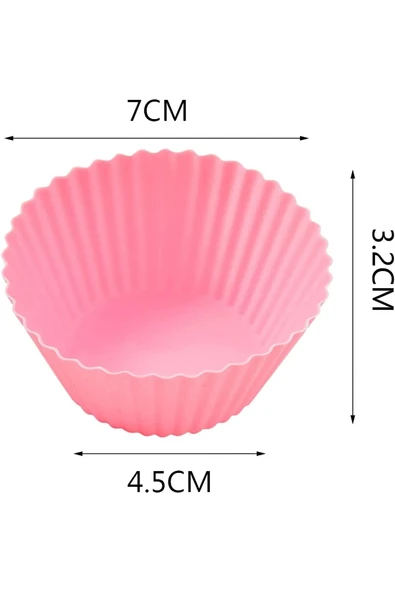 6 Adet Yıkanabilir Mini Tırtıklı Muffin Kalıbı- Ribanalı Kek-Cupcake- Renkli Hamur Işi Kabı - 5