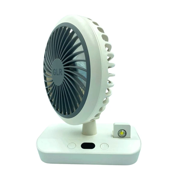 bigmate Beyaz Mini Masa Fanı Taşınabilir Serinletici Işıklı Şarjlı 4 Kademeli Döner Başlıklı Vantilatör Hız Ayarı HR002 - 3