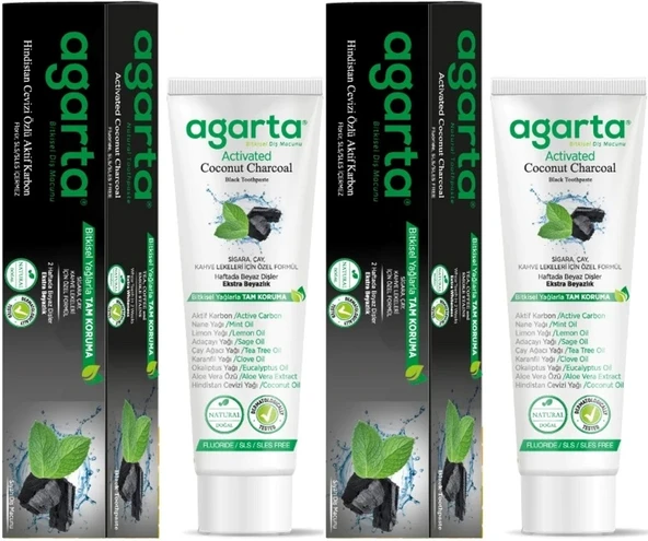 Agarta Doğal Diş Macunu 100ML Aktif Karbonlu (2 Li Set) ürün görseli 1