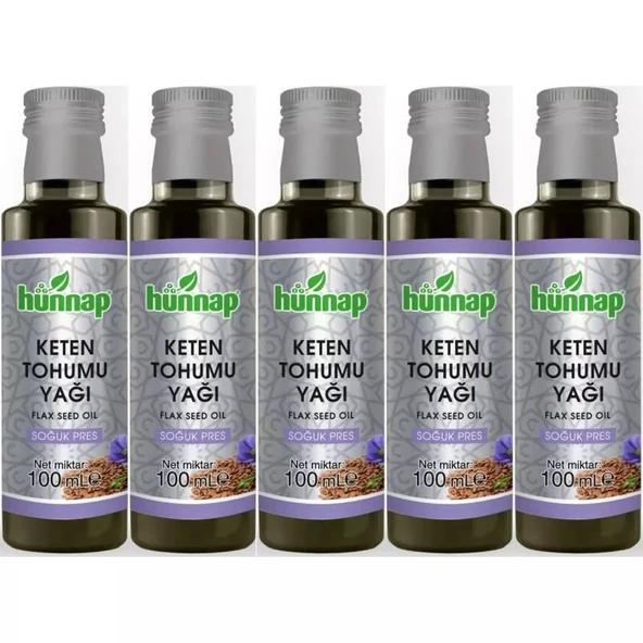 Hünnap Keten Tohumu Yağı 100ML (Soğuk Press) (5 Li Set)