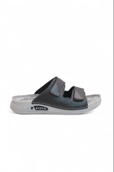 2166-Enova Çift Cırtlı Tam Anatomik Tabanlı Günlük,Umre ve Hac İçin Uyumlu Erkek Terlik - Resim 2