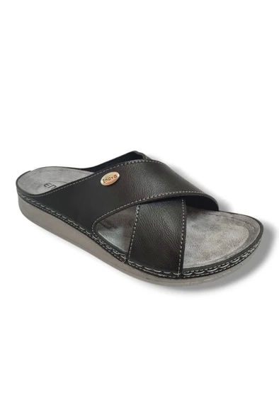 Enova M224-0102-25 Deri Anatomik Çapraz Bant Erkek Terlik