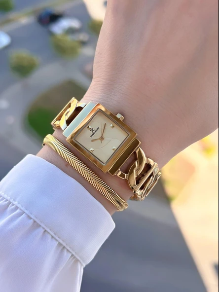 Daniel Klein Spor Çelik Kordon Köşeli Seri 2 Yıl Garantili Kadın Kol Saati+Bileklik 13959.4 - Resim 2