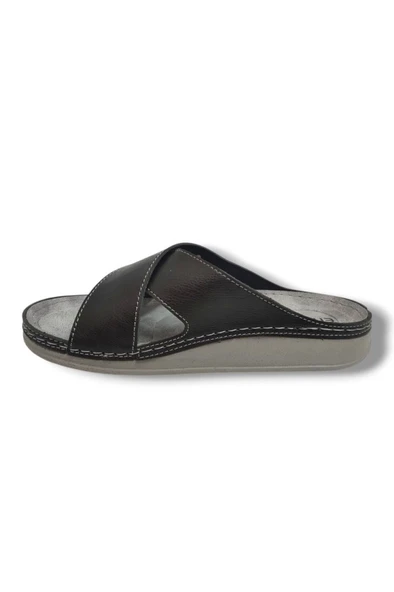 Enova M224-0102-25 Deri Anatomik Çapraz Bant Erkek Terlik - 3