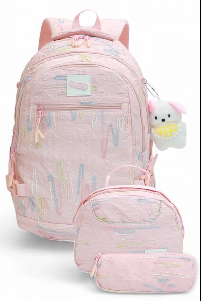 Relaxion 2173-1430 İthal Ürün Kız Çocuk Üçlü Set İlkokul Sırt Çantası - 4