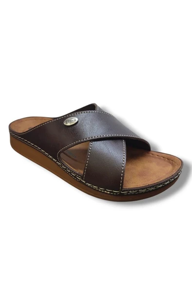 Enova M224-0102-25 Deri Anatomik Çapraz Bant Erkek Terlik - 4