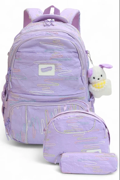 Relaxion 2173-1430 İthal Ürün Kız Çocuk Üçlü Set İlkokul Sırt Çantası