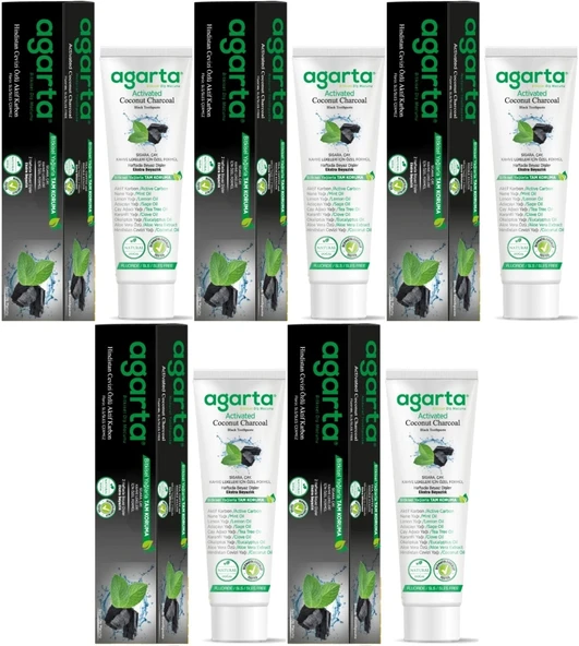 Agarta Doğal Diş Macunu 100ML Aktif Karbonlu (5 Li Set)