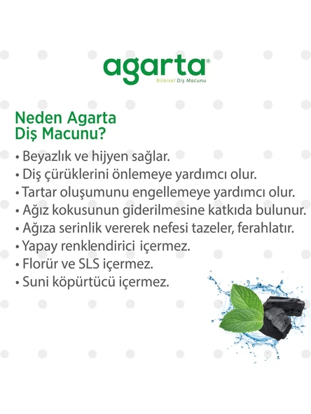 Agarta Doğal Diş Macunu 100ML Aktif Karbonlu (6 Lı Set) - Resim 6