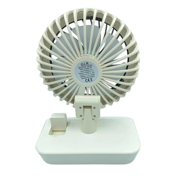 bigmate Beyaz Mini Masa Fanı Taşınabilir Serinletici Işıklı Şarjlı 4 Kademeli Döner Başlıklı Vantilatör Hız Ayarı HR002 - 6