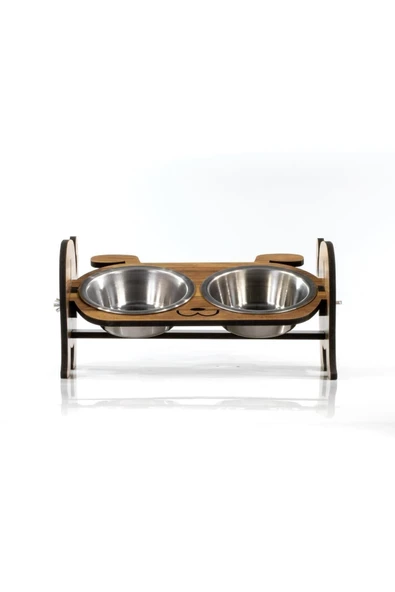 Ahşap Özel Isim Baskılı, Köpek Seramik Mama Su Kabı Standı - 7