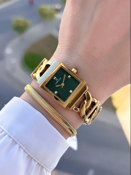 Daniel Klein Spor Çelik Kordon Köşeli Seri 2 Yıl Garantili Kadın Kol Saati+Bileklik 13959.5 - Resim 2