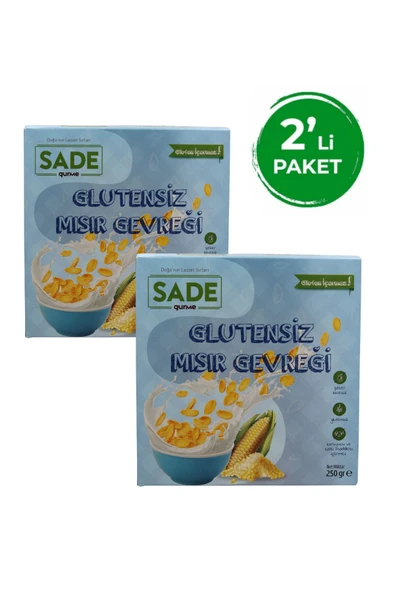 Sade Organik Glutensiz Mısır Gevreği 250 Gr. 2'li Paket