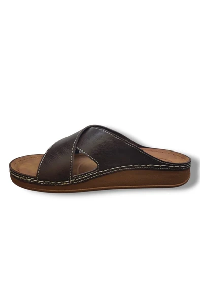 Enova M224-0102-25 Deri Anatomik Çapraz Bant Erkek Terlik - 6