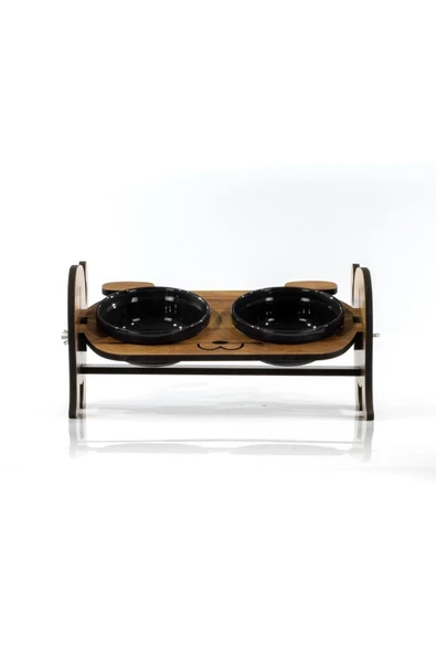 Ahşap Özel Isim Baskılı, Köpek Seramik Mama Su Kabı Standı - 12