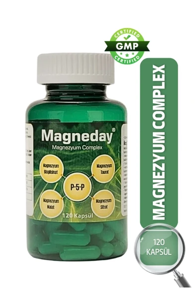 Magneday Magnezyum Complex 120 Kapsül-bisiglinat I Taurat I Malat I Sitrat I B6 Vitamini 8682974982319 - 1