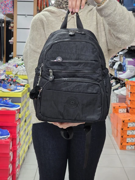 My Polo 2113-8745 Kadın Krinkıl Kumaş Çok Gözlü Astarlı Petli Su Geçirmez Günlük Mini Sırt Çantası