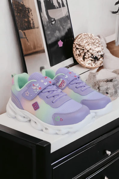 Kidessa 1809 Anatomik Tabanlı Işıklı Kız Çocuk Günlük Spor Ayakkabı - Resim 3