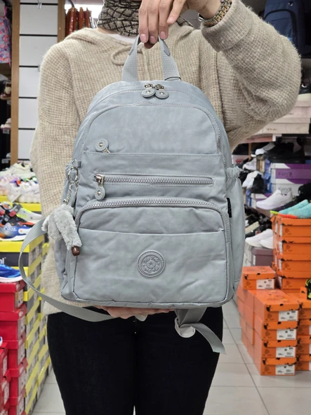 My Polo 2113-8745 Kadın Krinkıl Kumaş Çok Gözlü Astarlı Petli Su Geçirmez Günlük Mini Sırt Çantası - 11