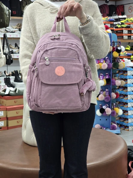 My Polo 2114-8675 Kadın Krinkıl Kumaş Çok Gözlü Astarlı Petli Su Geçirmez Günlük Mini Sırt Çantası - 8