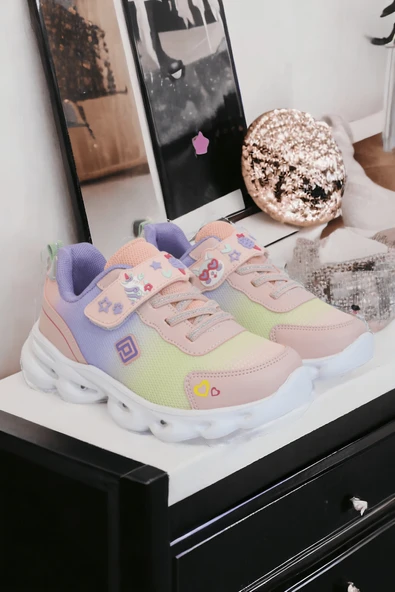 Kidessa 1809 Anatomik Tabanlı Işıklı Kız Çocuk Günlük Spor Ayakkabı - Resim 2