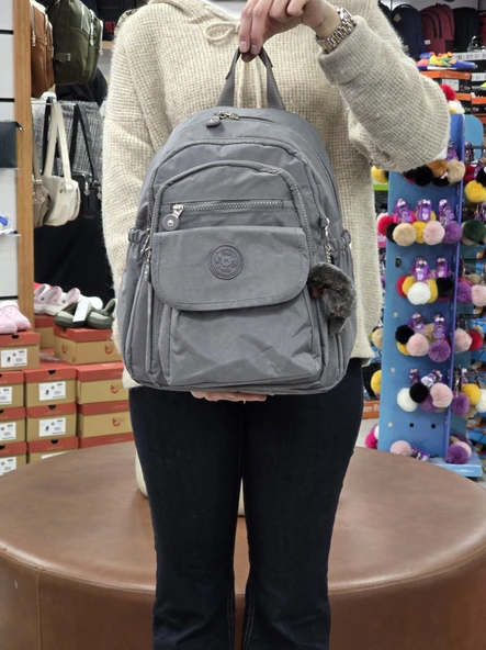 My Polo 2114-8675 Kadın Krinkıl Kumaş Çok Gözlü Astarlı Petli Su Geçirmez Günlük Mini Sırt Çantası - 4