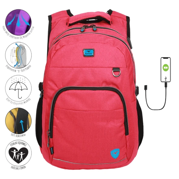 Konfores 1969-2238 Unisex Anatomik Yarasa Sırt Okul Çantası - 4