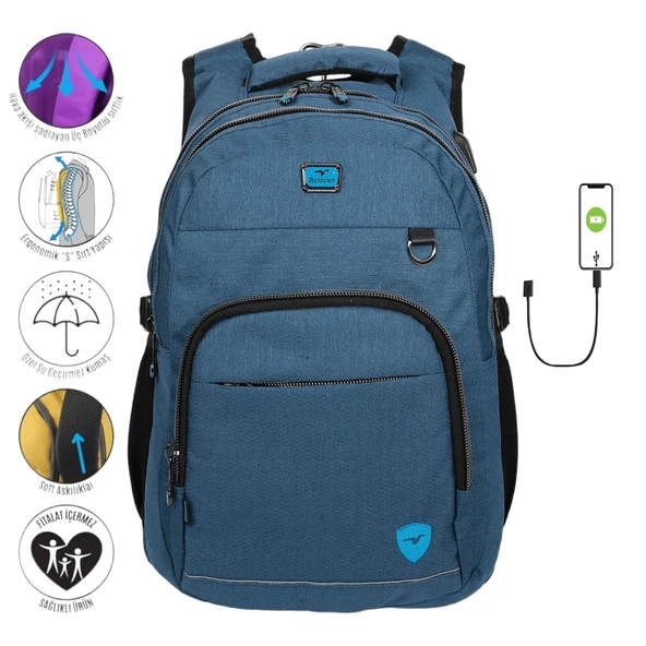 Konfores 1969-2238 Unisex Anatomik Yarasa Sırt Okul Çantası - 2