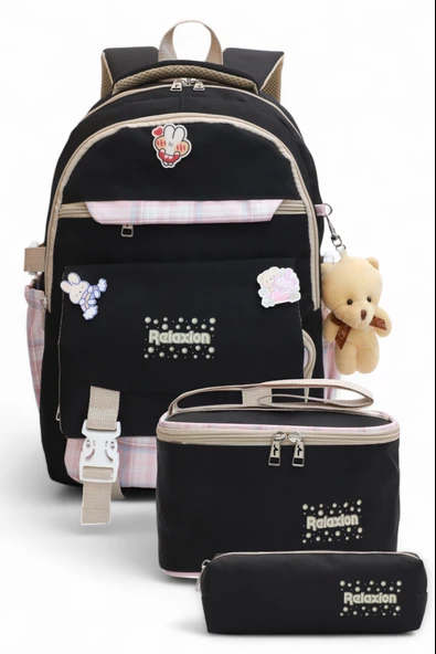 Relaxion 2144-1396 Kore Tarzı Unisex Çocuk Üçlü Set İlkokul Sırt Çantası - 2