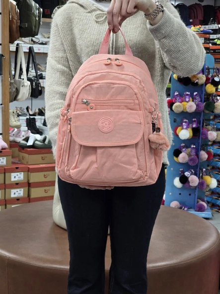 My Polo 2114-8675 Kadın Krinkıl Kumaş Çok Gözlü Astarlı Petli Su Geçirmez Günlük Mini Sırt Çantası - 2