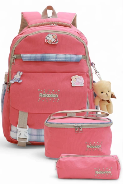 Relaxion 2144-1396 Kore Tarzı Unisex Çocuk Üçlü Set İlkokul Sırt Çantası - 4
