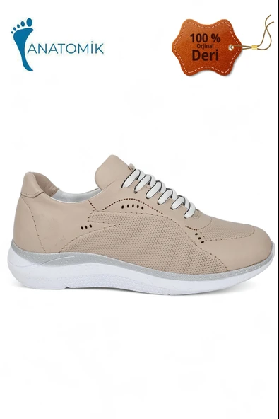 Konfores 2005-273075 Hakiki Deri Anatomik Tabanlı Kadın Sneakers Ayakkabı - 2