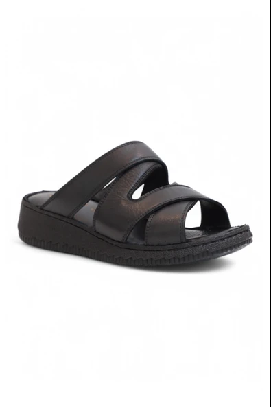 Konfores 2120 Ultra Hafif Esnek Tabanlı Hakiki Deri Tam Anatomik Kadın Terlik