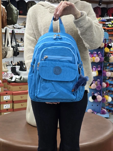 My Polo 2114-8675 Kadın Krinkıl Kumaş Çok Gözlü Astarlı Petli Su Geçirmez Günlük Mini Sırt Çantası - 7