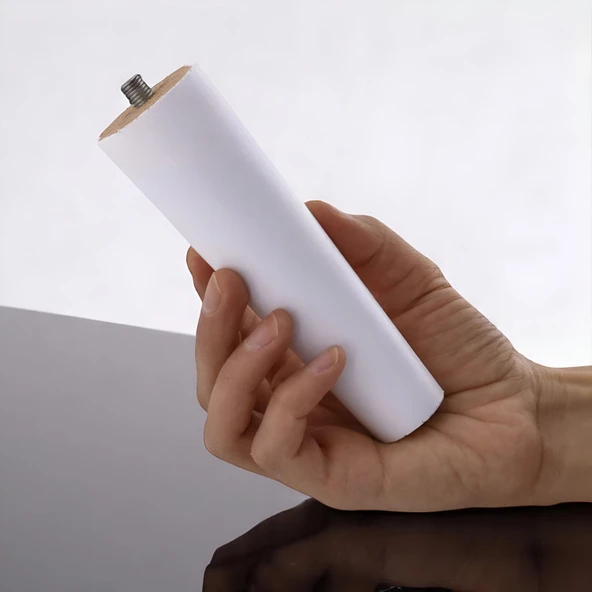2 Adet Ahşap Ayak 12 Cm Beyaz M8 Civatalı Bağlantı Aparatlı Dolap Mobilya Koltuk Kanepe Destek Ayağı Ayakları - Resim 5