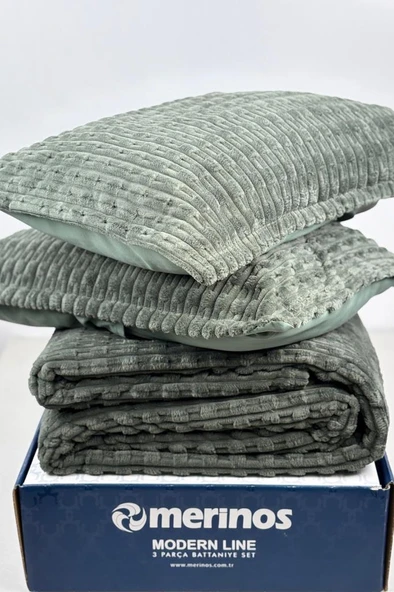 Merinos Twist Tek Kişilik Battaniye Seti Yeşil - 2