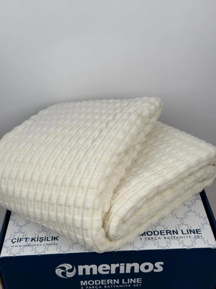 Merinos Twist Tek Kişilik Battaniye Seti Krem - 2