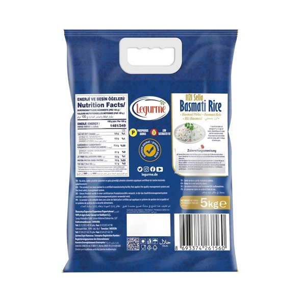 Yayla Bakliyat Legurme Basmati Pirinç 1121 Sella 5 kg x 2 Adet (10 kg) - 3