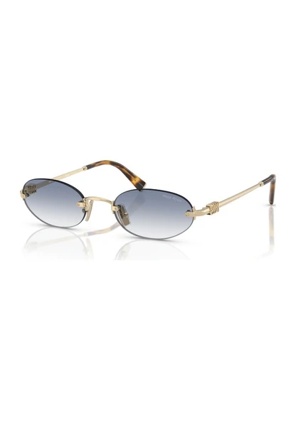 Miu Miu Logo A54S ZVN80O Gold-Light Blue Kadın Güneş Gözlüğü - 1
