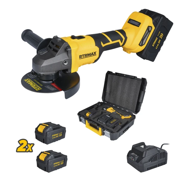RTS5050 Şarjlı Avuç Taşlama Makinası Kömürsüz 125mm 8.500 Rpm 2x4 Ah 20V Çift Akü S-Lion - Akü Dahil - 2