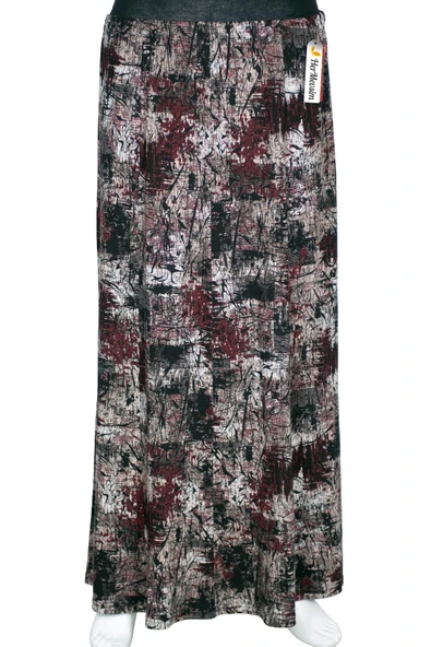 Hesna Kadın Betül 8 Parça Lastikli Astarsız Siyah Etek Desen 40