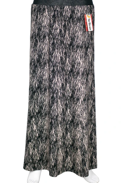 Hesna Kadın Betül 8 Parça Lastikli Astarsız Siyah Etek Desen 42