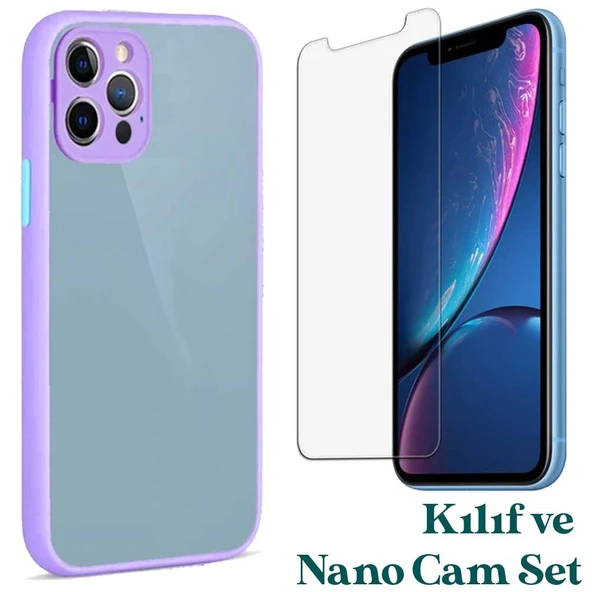 Apple iPhone 12 Pro Max Uyumlu Montreal Kılıf Ve Nano Cam Ekran Koruyucu Set Lila ürün görseli 1