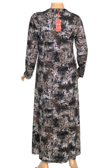 Hesna Kadın Demet Büyük Beden Kuplu Boydan Siyah Elbise Desen 76 - 3