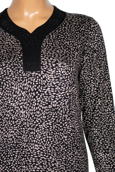 Hesna Kadın Demet Büyük Beden Kuplu Boydan Siyah Elbise Desen 69 - 2